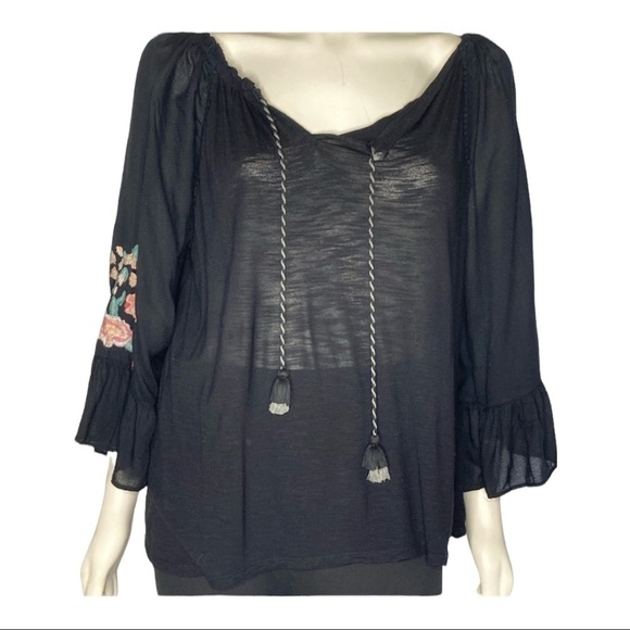 Vintage America Blues Embroidered Bell Sleeve Sz L - Picture 1 of 7